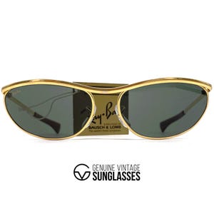 Vintage RAY-BAN " Olympian 4 DLX Arista Sleek "-zonnebril - jaren 90 - groot - goud/groen - nieuw