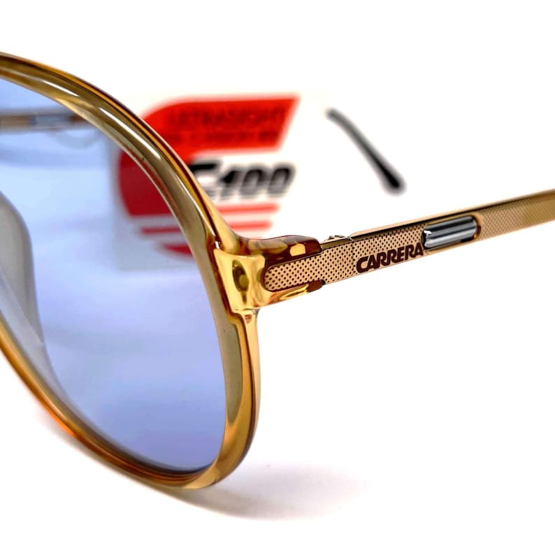Vintage CARRERA 5335 VARIO-zonnebril – ambar kristal, blauwe heldere glazen afbeelding 5