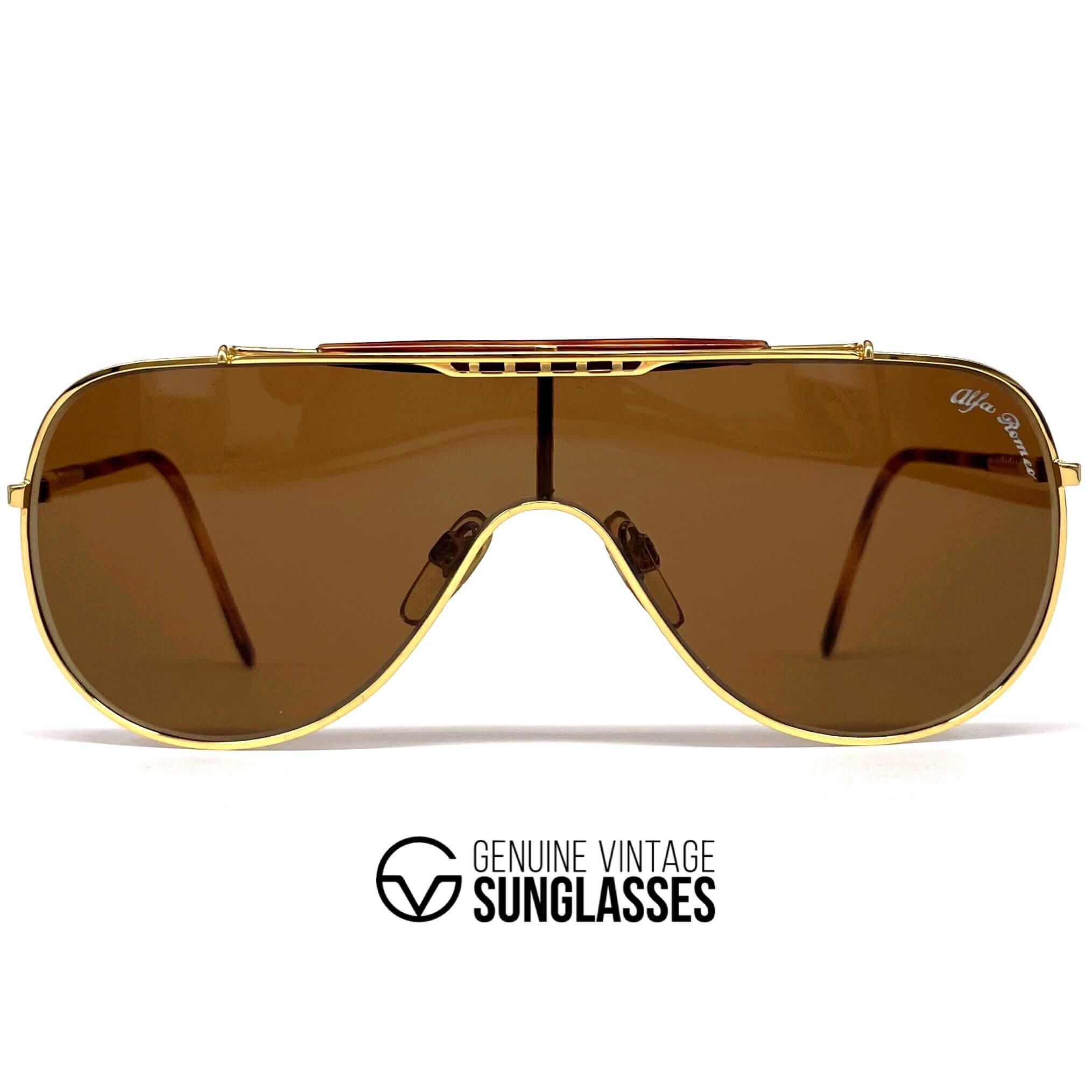 Vintage Alfa Romeo 89-616 Sunglasses: 80s Italian Gold Frame