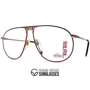 Lunettes vintage NOS METZLER 0892 « Top Ten » - Allemagne de l'Ouest des années 1980 - Moyennes - Noir / Or
