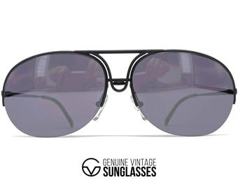 Vintage PORSCHE DESIGN by CARRERA 5627 sunglasses - Austria 1980&#39;s - Large - Black / Grey Mirrored