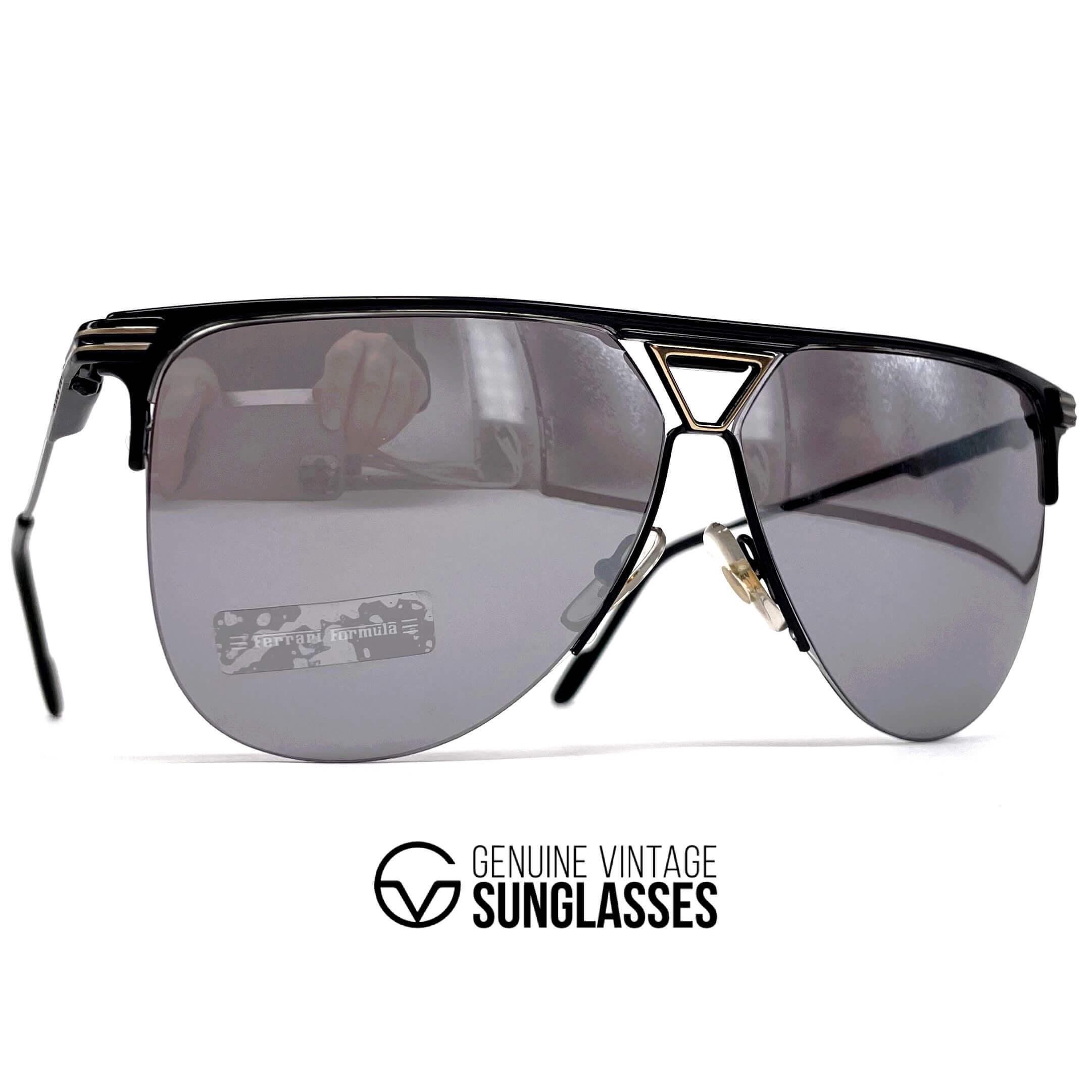 Ferrari F1 ウェリントン y2k archive サングラス レア Vintage FERRARI F34 Sunglasses – 1990s Italian ALUTANIUM, Black