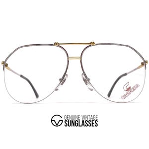 NOS vintage CARRERA 5313 eyeglasses - 80's Austria - Large - Original - Rimless - RARE - Silver / Gold