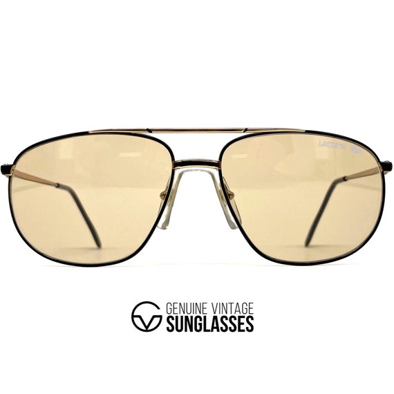 NOS vintage LACOSTE 121 sunglasses Gold/Black Fra… Gem
