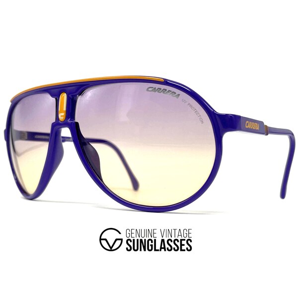 Lunettes de soleil vintage CARRERA CHAMPION « Violet/Jaune » - Italie - Édition limitée !