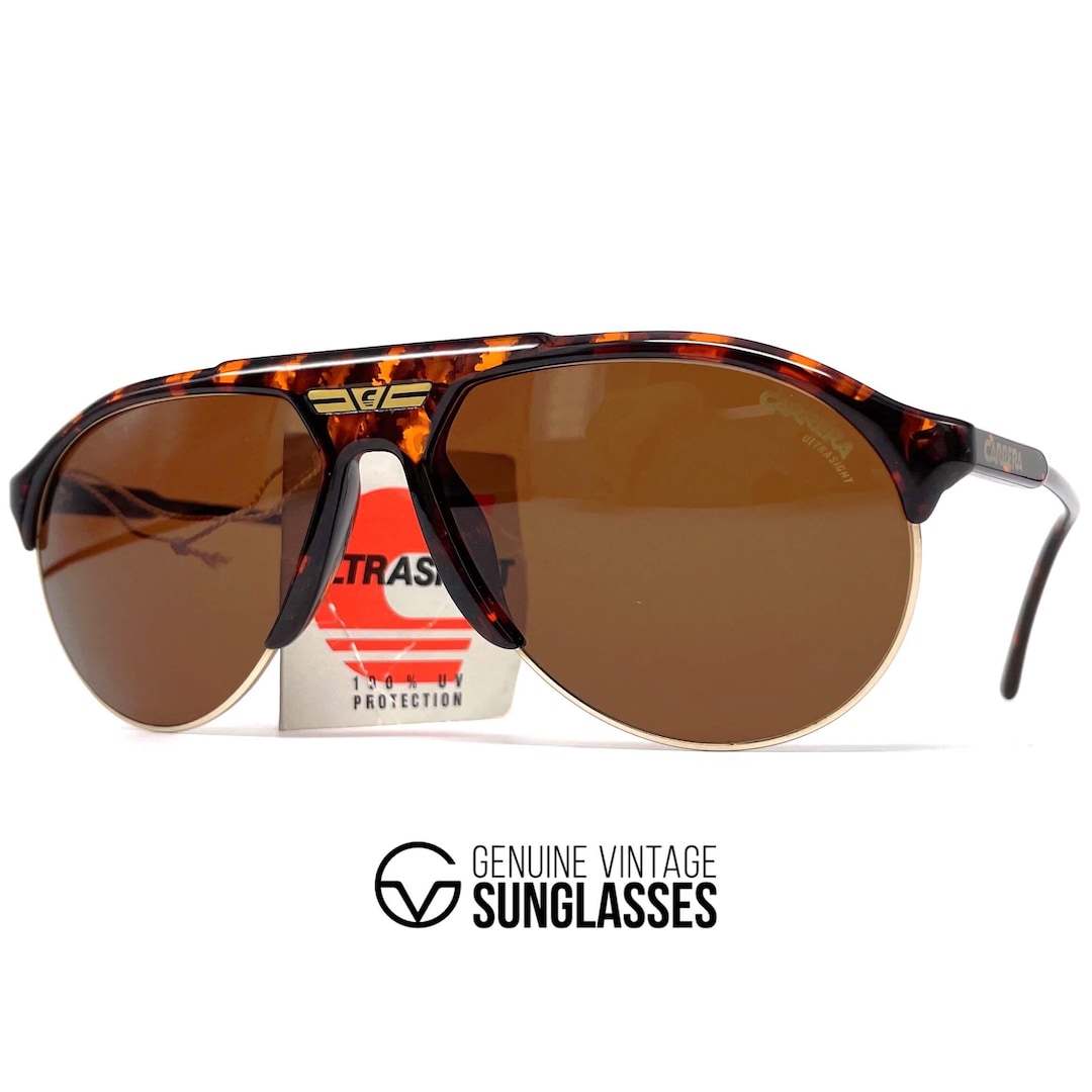 Vintage Carrera 5444 Ultrasight Sunglasses: 1980s Aviator, Havana