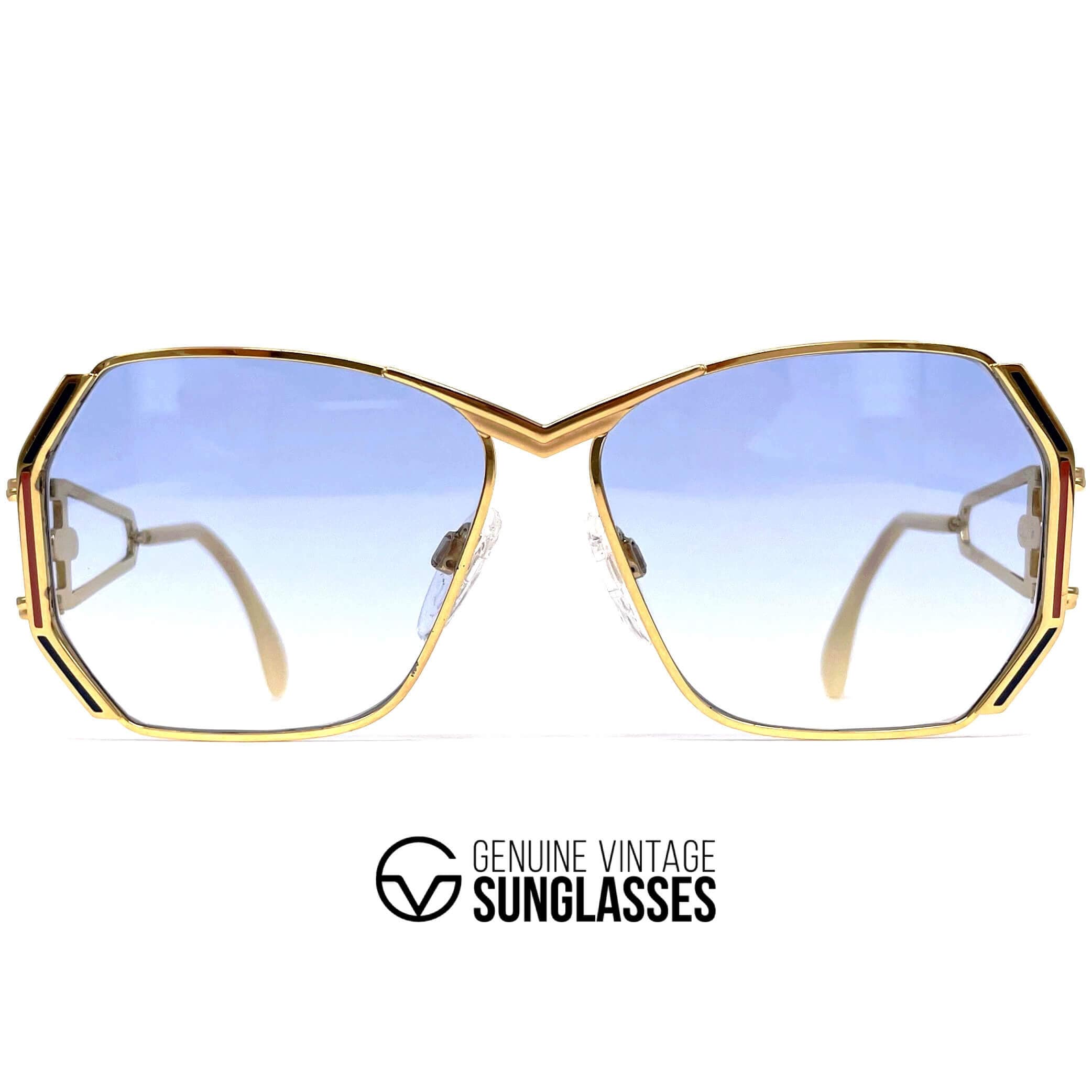 Vintage CAZAL 225 sunglasses - W.Germany '90s - Large - Original - Gold / Blue - RARE