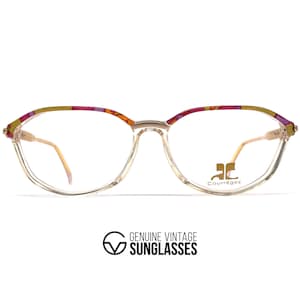 Vintage Courreges 828 Eyeglasses: 1980s French Gold Multicolor Frames