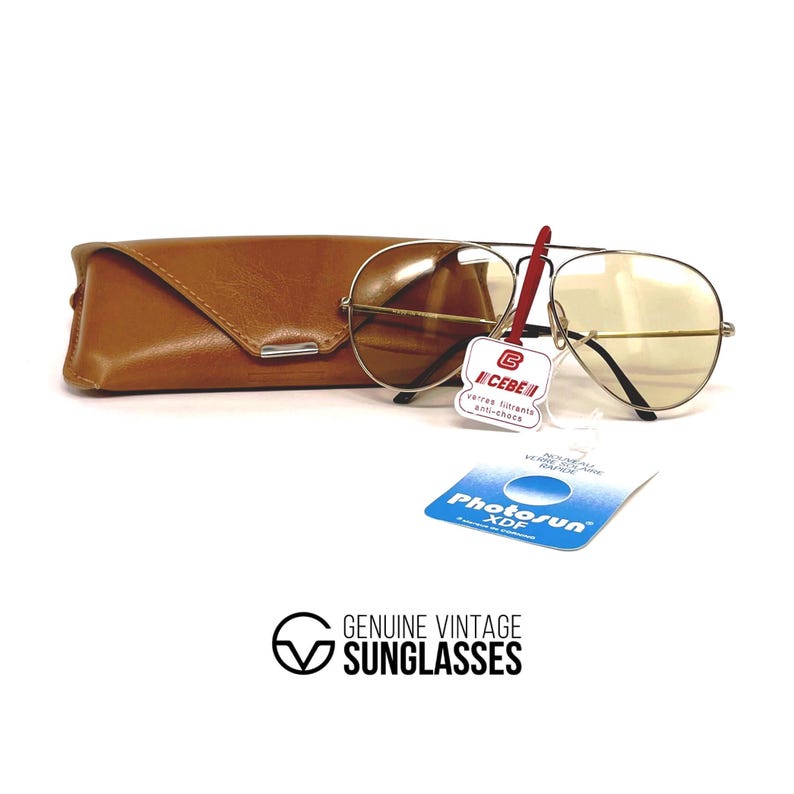Vintage CEBE 205 Metal photochromic aviator sunglasses - France 1980's - Medium - Gold / Mineral Lenses image 8