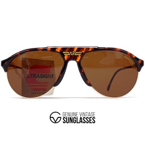 NOS vintage CARRERA 5444 "Ultrasight" sunglasses - Austria 1980's - Large - RARE - Havana / Gold