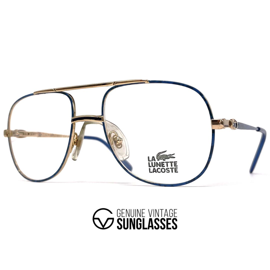 NOS Vintage LACOSTE 217 Glasses Gold/blue France 1990's