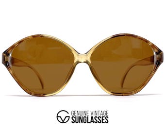 Lunettes De Soleil Vintage PLAYGIRL Années 70/80 - Marron Translucide Oversize En Acétate | Style Rétro