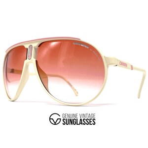 NOS vintage CARRERA CHAMPION "Crème/Pink" zonnebril - Italië - Limited Edition