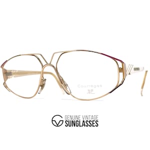 NOS vintage COURREGES C214 eyeglasses - 1970's France - Medium - Collectors Item - Gold / White
