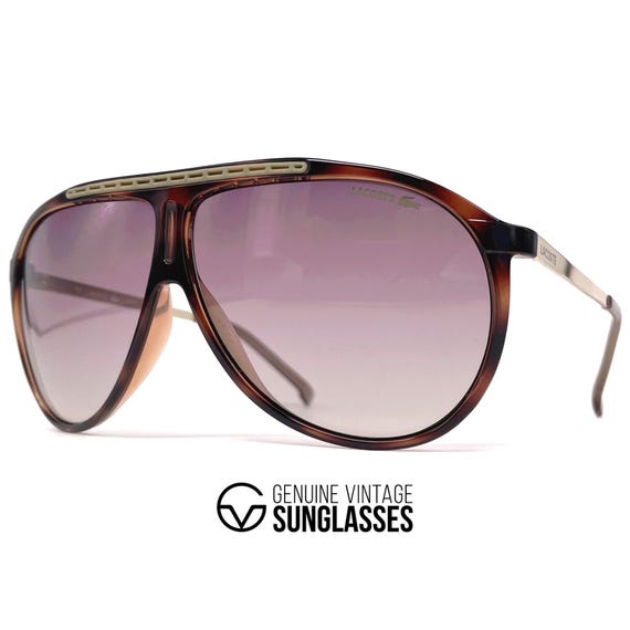 Vintage LACOSTE L653S Sunglasses - Crystal / Gold / Grey - Made in