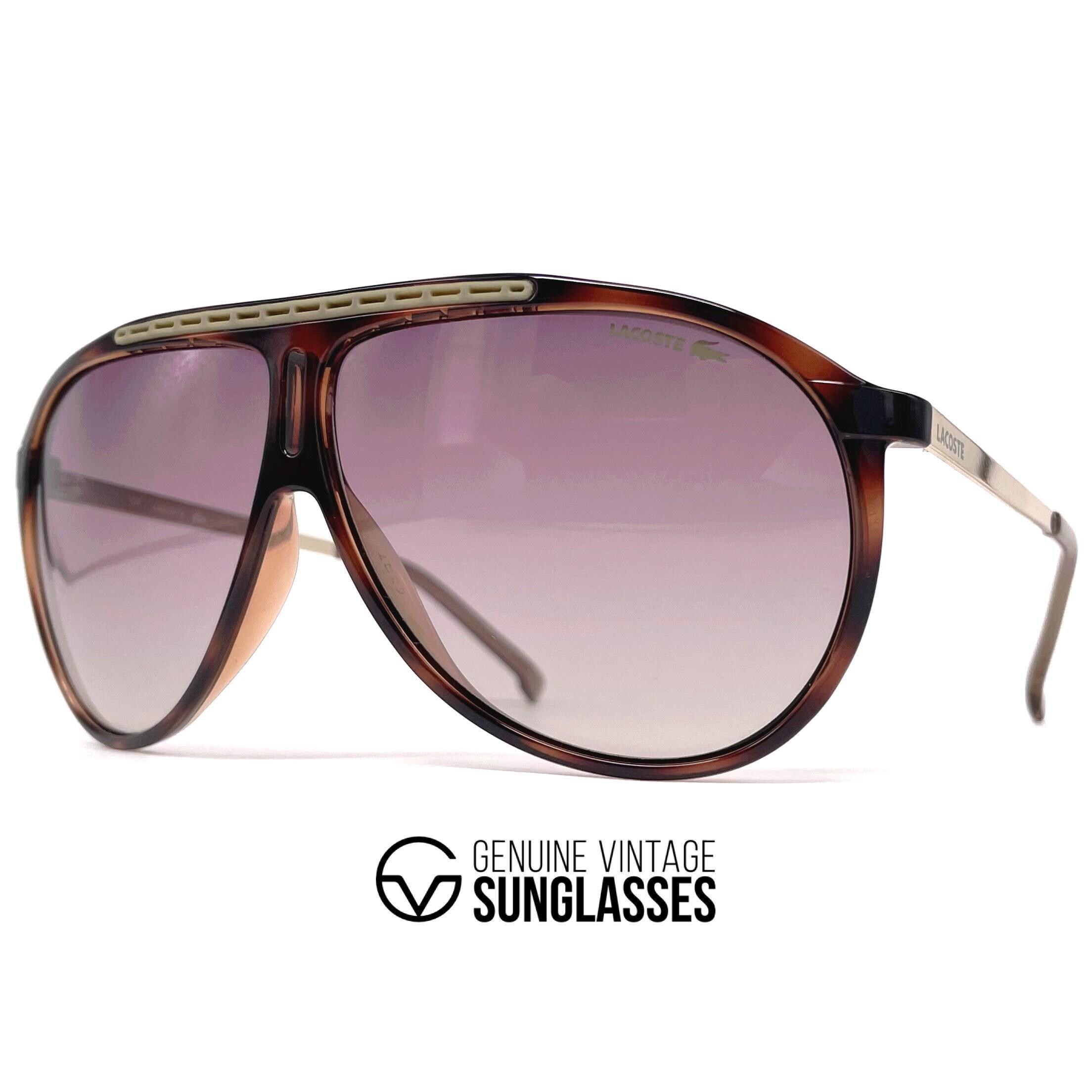 Vintage LACOSTE L653S Sunglasses - Crystal / Gold / Grey - Made in