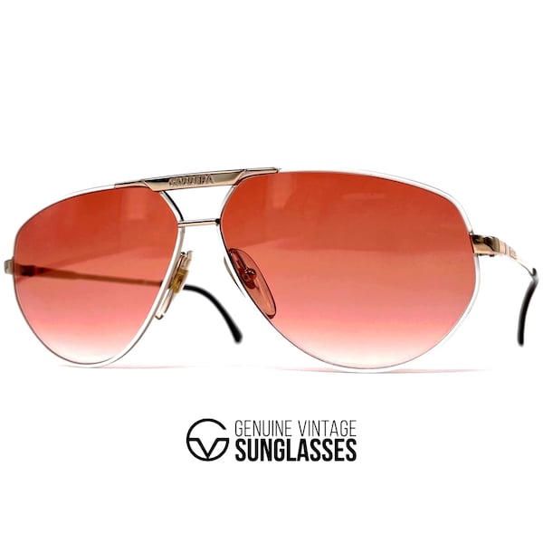 Vintage CARRERA 5322 sunglasses - Gold / Red - 80s Germany - Original - Large - RARE