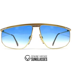 Vintage Jaguar 709 Sunglasses – 80s Gold Aviator, Blue Gradient Lens (NOS) image 2