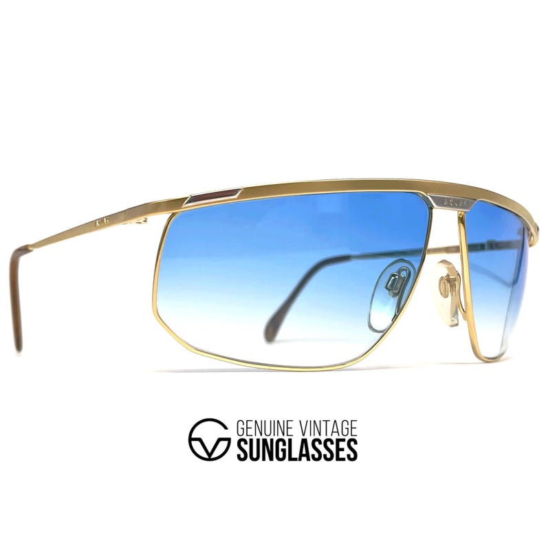 Vintage Jaguar 709 Sunglasses – 80s Gold Aviator, Blue Gradient Lens (NOS) image 8