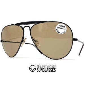 NOS vintage CEBE " Verres Surface " aviator sunglasses - France 90's - Large - Original - Black / Brown