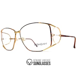 Vintage YVES SAINT LAURENT 4013 glasses - Italy 80&#39;s - Large - Original - New - Gold/Havana