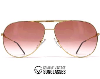 Vintage FERRARI F43 sunglasses - RARE - 90's Italy - Medium - ORIGINAL - Gold / Red