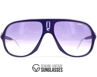 Occhiali da sole vintage CARRERA Safari NOS - Italia - Taglia L - Viola - Anni '90 - Originali - "Scarface"