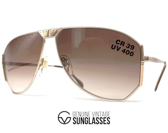 NOS Vintage Jaguar Sunglasses 715 – Gold Frame, Oversized Aviator
