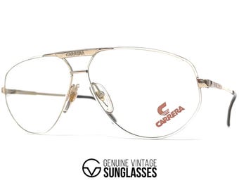 Montura de gafas vintage CARRERA 5322 - Oro/Blanco - Alemania años 80 - Original - Grande - RARA