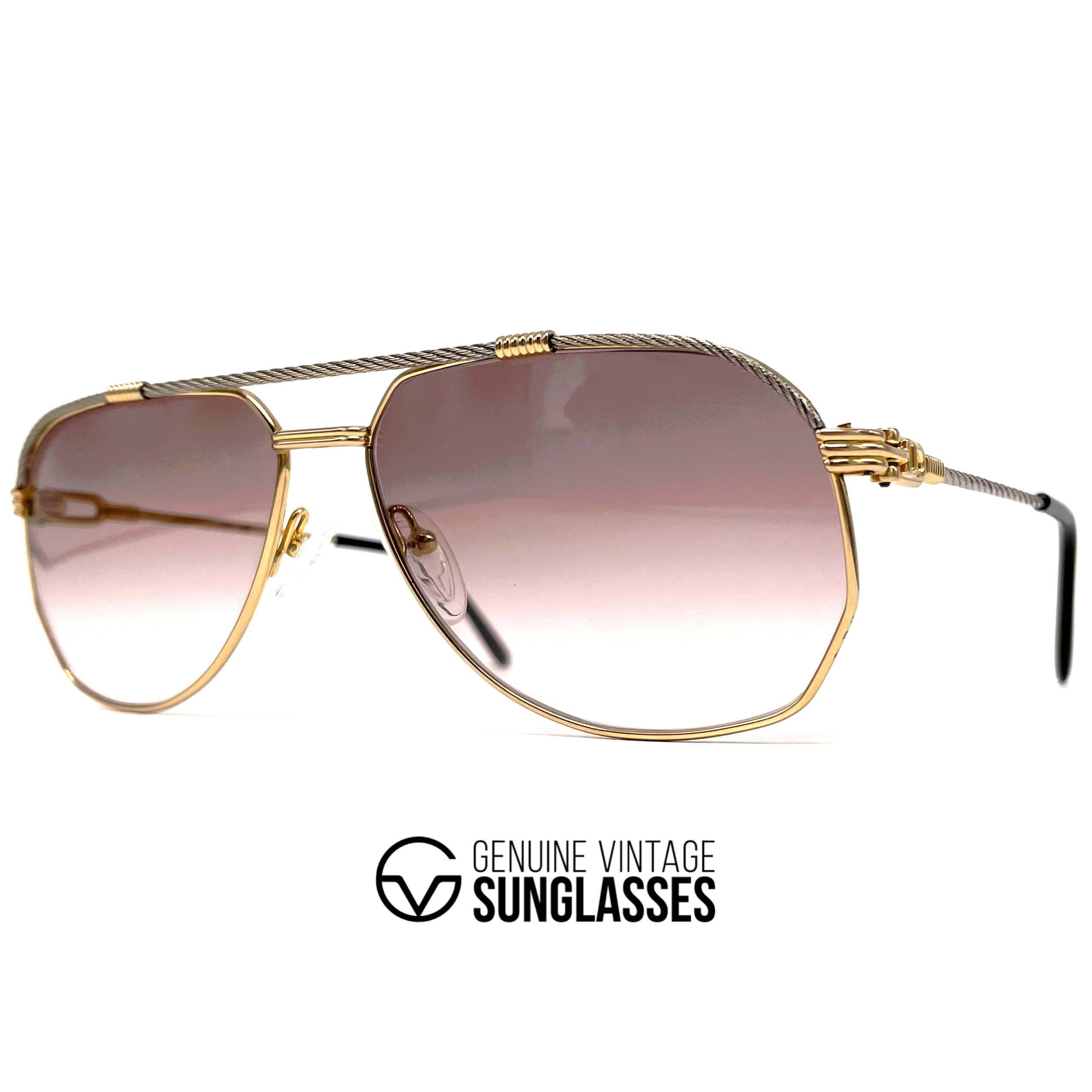 Vintage FRED AMERICA CUP Sunglasses 80 s France Gold 22k Large Etsy