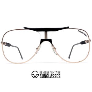 Lunettes de vue NOS vintage ALITALIA « PROFESSIONAL 560 » - Italie des années 80 - Grandes - Rares - Originales - Or / Noir