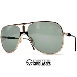 Vintage ALITALIA " PROFESSIONAL 560 " Piloten Sonnenbrille - 80er Italien - Large - Rare - Original - Gold / Grün