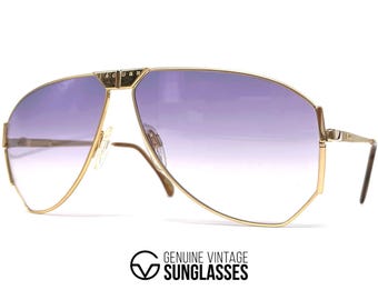Vintage JAGUAR 715 Sunglasses: Oversized Gold Aviator, 1980s NOS