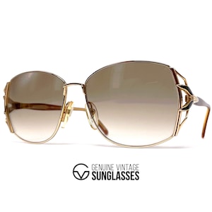 NOS vintage COURREGES 850 sunglasses - 1980&#39;s France - Large - Collectors Item - Gold / Brown