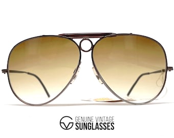 Vintage VUARNET POUILLOUX 6031 Shooter aviator sunglasses - France 1980's NOS - Ultra rare - Black & Chrome