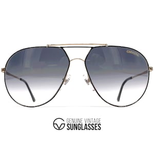 Vintage CARRERA 5421 sunglasses - RARE - Italy &#39;80s - Large - Black/Gold