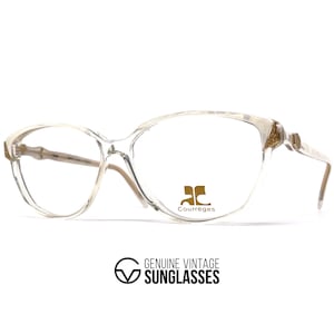 NOS vintage COURREGES 860 glasses - 1980&#39;s France - Medium - Collectors Item - Gold / White