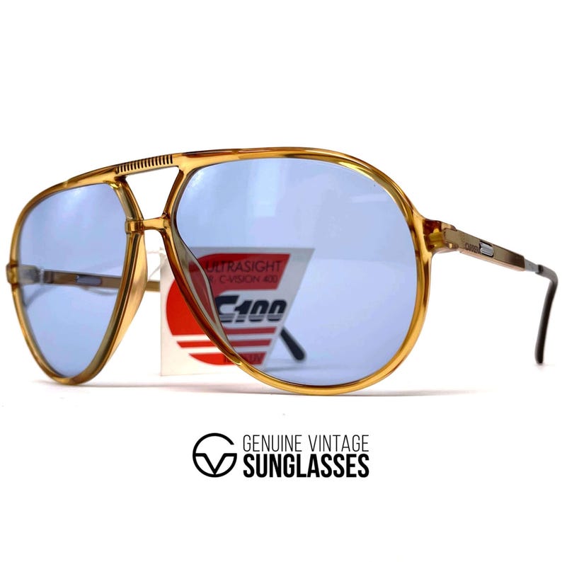 Vintage CARRERA 5335 VARIO-zonnebril – ambar kristal, blauwe heldere glazen afbeelding 6