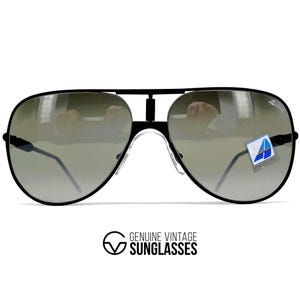 NOS vintage ALITALIA "PROFESSIONAL 560" Serie Especiale Sonnenbrille - 1980's Italien - Medium - Selten - Original - Schwarz / Mineralgrau & Grün