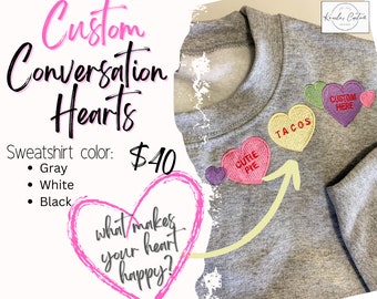 Sudadera de corazón de conversación de San Valentín bordada personalizada