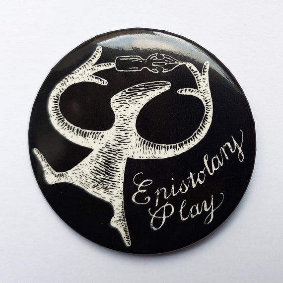 Edward Gorey vintage  pin button - Epistolary Pla… - image 1