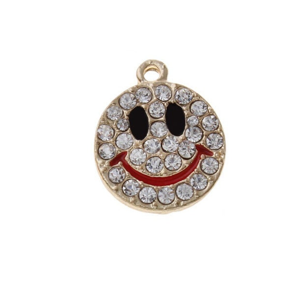 3 Smiley Face Emoji Charms Rhinestone Emoji Charms Smiling Etsy