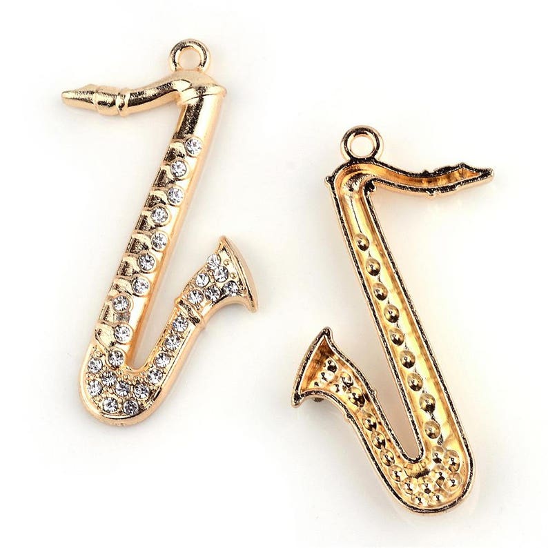Saxophone Charm Large Saxophone Pendant Rhinestone Saxophone Etsy