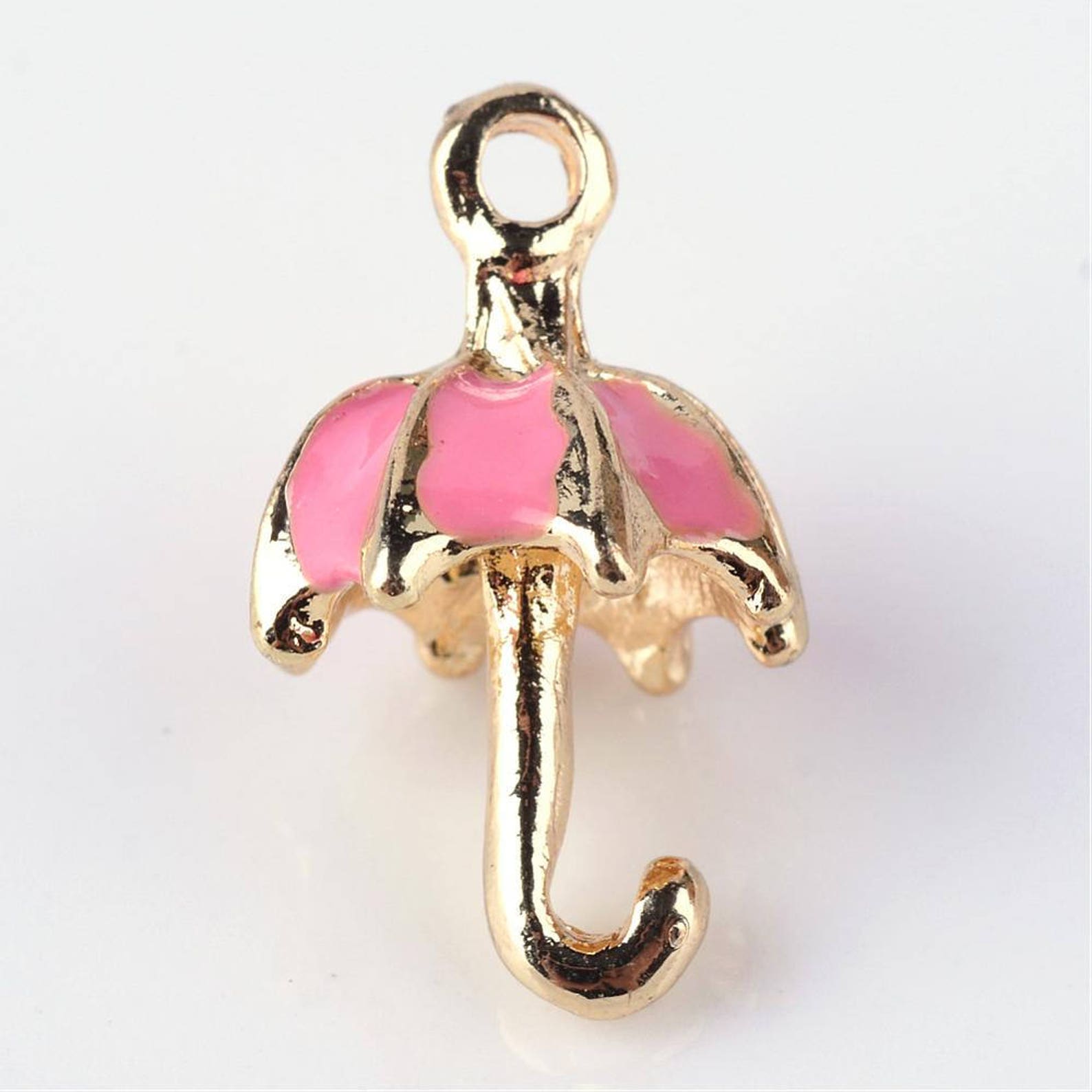 5 Umbrella Charms Pendants 3D Umbrella Charms Pendants Pink Etsy