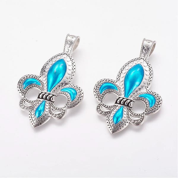 Large Fleur De Lis Charms, Fleur De Lis Pendants, Paris Charm Pendants, French Jewelry  (4-105)