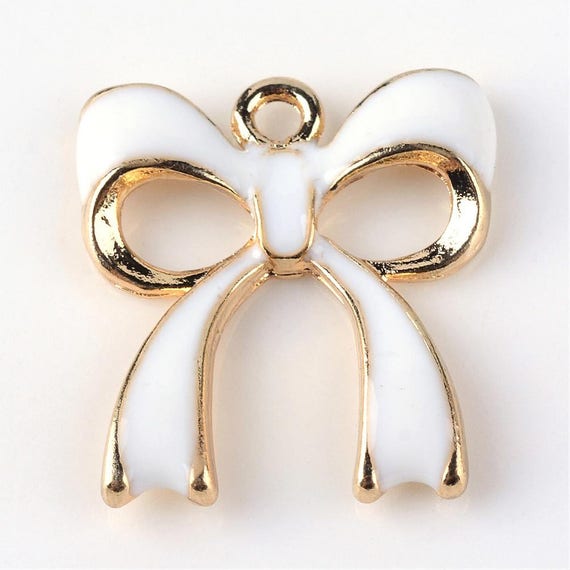 5 White Bow Charms, Wedding Bow Charm, Easter Bow Charms, Gold Bow Charms,  Jewelry Supplies, Jewelry Making, Earring Charms, Bracelet Charms 