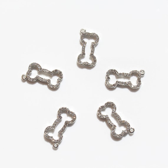 PD-2647-OR 2 Pcs Silver Plated over Brass 5mm x 1.50mm Tiny Dog Bone Charms Dog Pendant Pet Animal Charm Pendant