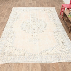 7x12 Rug,7x12 Oushak Rug,7x12 Turkish Rug,7x12 Vintage Rug,Bedroom Rug,Anatolian Rug,Handwoven Rug,Turkish Soft Rug,Living Room Rug,S-3018