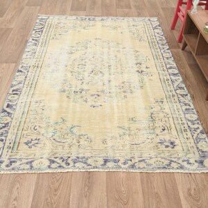 5x8 Rug,5x8 Vintage Rug,5x8 Oushak Rug,5x8 Turkish Rug,Bedroom Rug,Neutral Rug,Faded Area Rug,Living Room Rug,Oushak Vintage Rug,S-3122