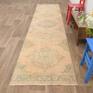Hallway rug,Entry rug,Wool runner rug,Handmade rug,Neutral rug,Vintage handmade rug,Anatolian rug,Turkish runner rug,Runner rug,Rug,B-2725